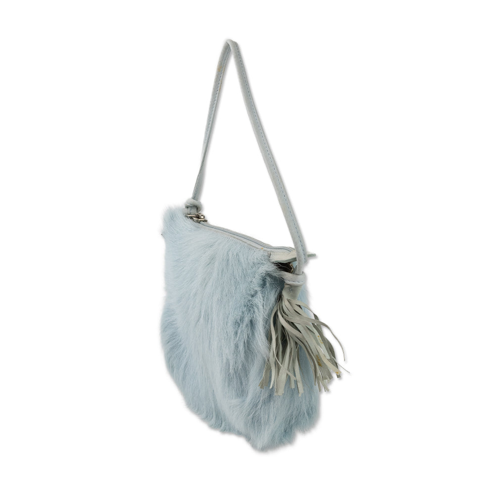 Escada Blue Fur and Leather Small Top Handle