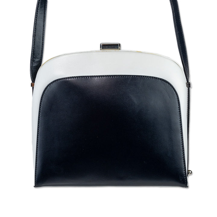 Escada Navy and White Leather Shoulder Bag