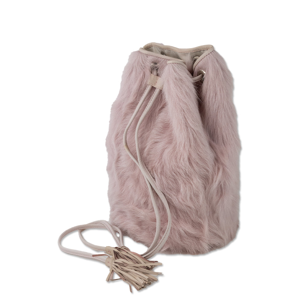 Escada Pink Fur and Leather Bucket Bag