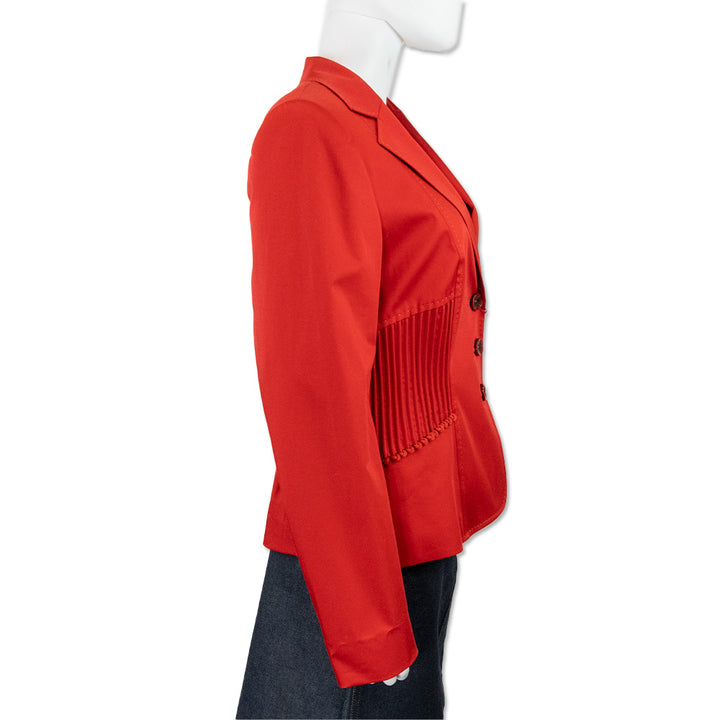 Escada Pomegranate Ribbed Waist Blazer