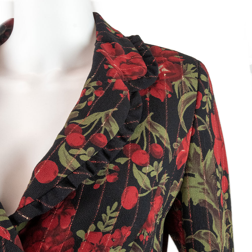 Escada Rose Printed Blazer with Ruffle Hems