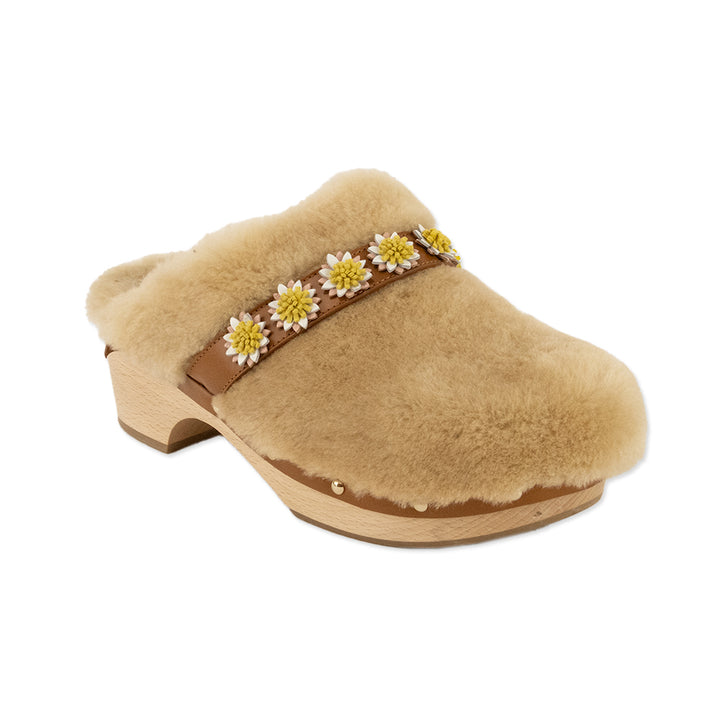 Fabrizio Viti Shearling Clogs with Leather Trims