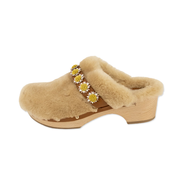 Fabrizio Viti Shearling Clogs with Leather Trims