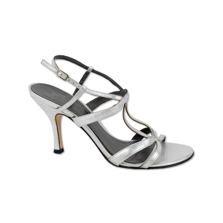 Faconnable Silver Cut Out Open Toe Pumps