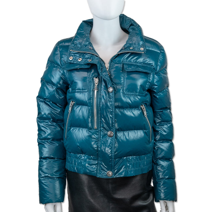 Faith Teal Cropped Puffer Jacket