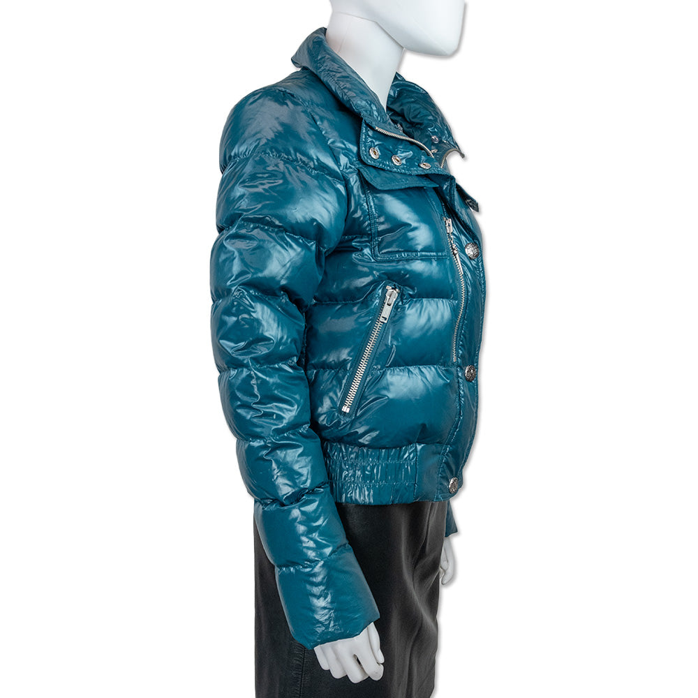 Faith Teal Cropped Puffer Jacket