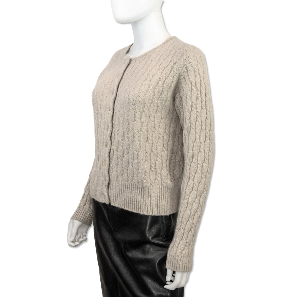 Fendi Beige Cashmere Cable Knit Cardigan