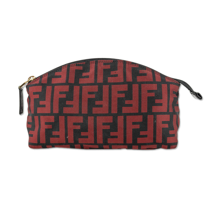 Fendi Black Red Zucca Canvas Pouch