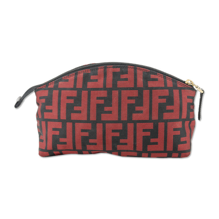 Fendi Black Red Zucca Canvas Pouch