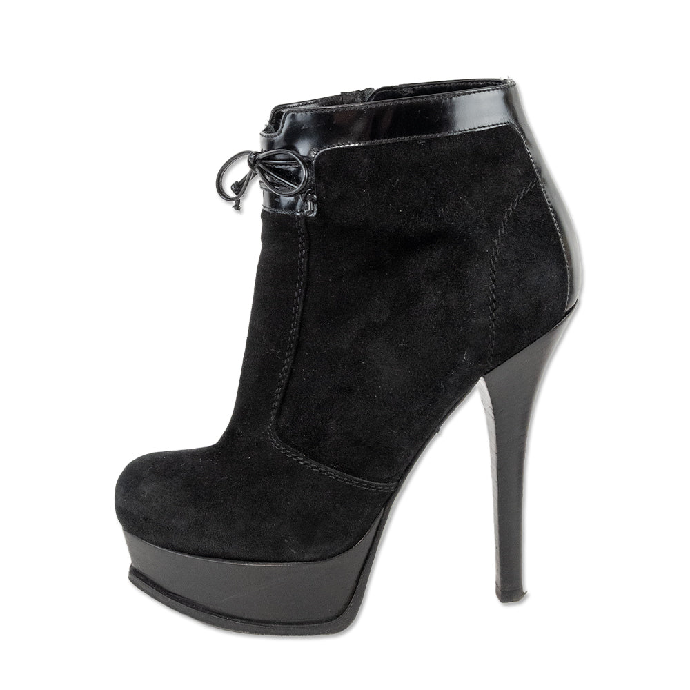 Fendi Black Suede Platform Heeled Ankle Boots