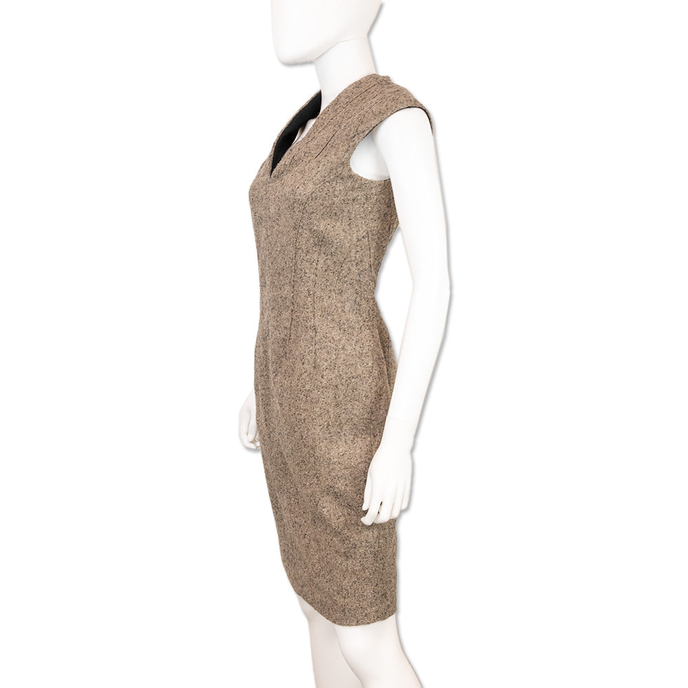 Fendi Brown Tweed Sleeveless Midi Dress