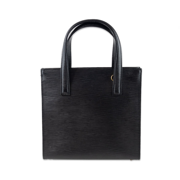 Fendi Epi Leather Black Top Handle Tote with Gold Clasp