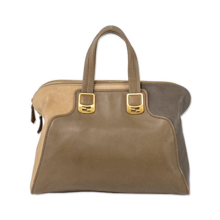 Fendi Gray and Brown Leather Chameleon Handbag