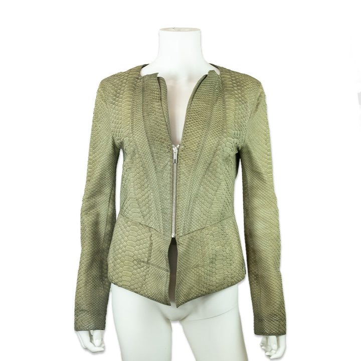 Fendi Python Leather Snake Skin Zip Front Jacket