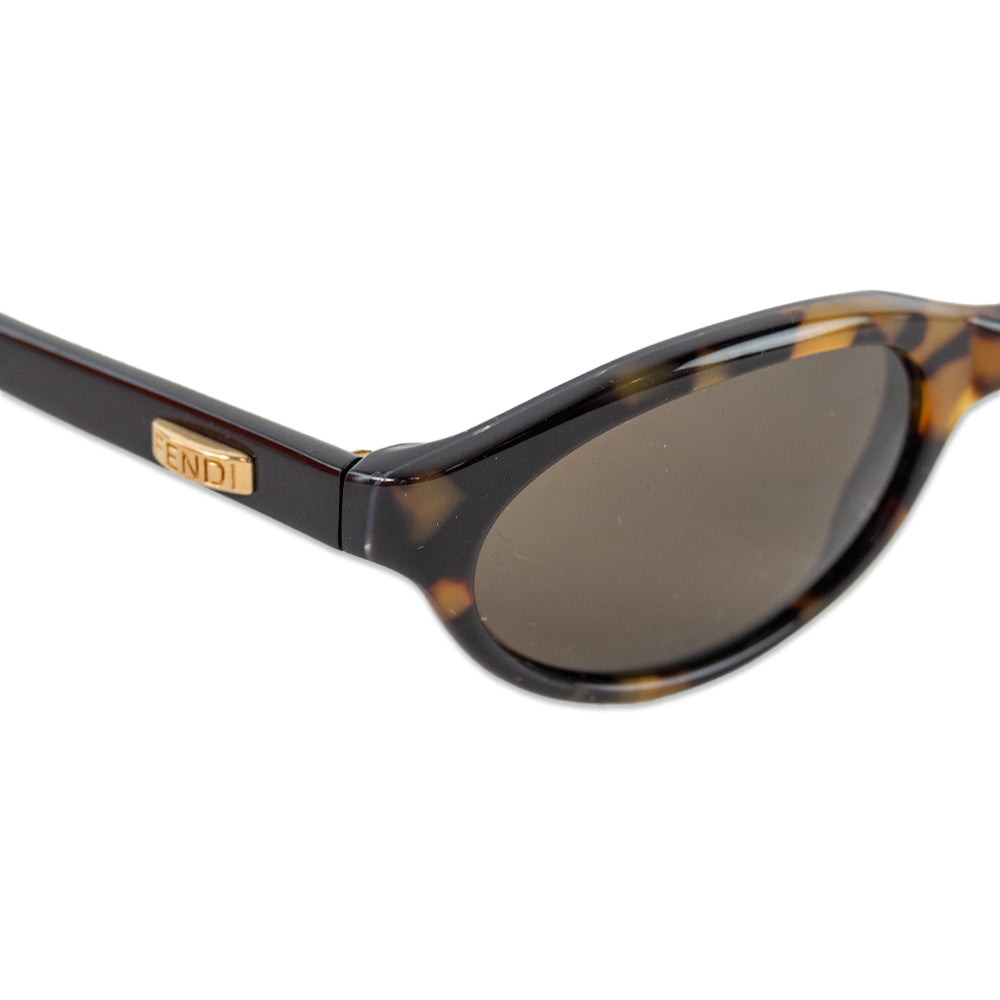 Fendi Small Oval Frame Tortoise Shell Sunglasses