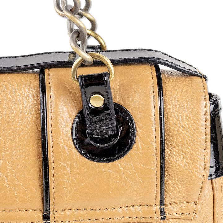 Fendi Tan and Black Patent Leather Vintage B Bag