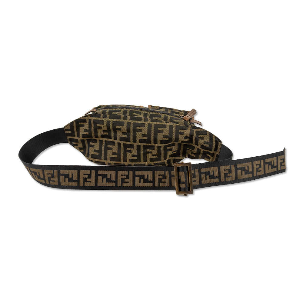 Fendi Vintage Zucca Canvas Double Pocket Waist Bag