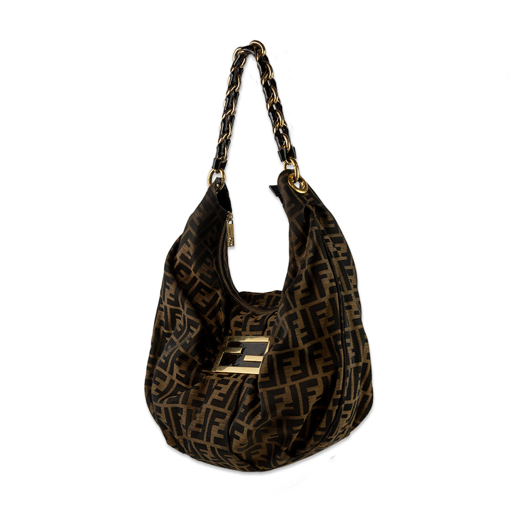 Fendi Zucca Printed Hobo Shoulder Bag