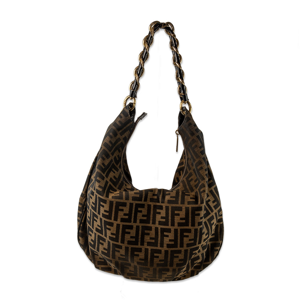 Fendi Zucca Printed Hobo Shoulder Bag