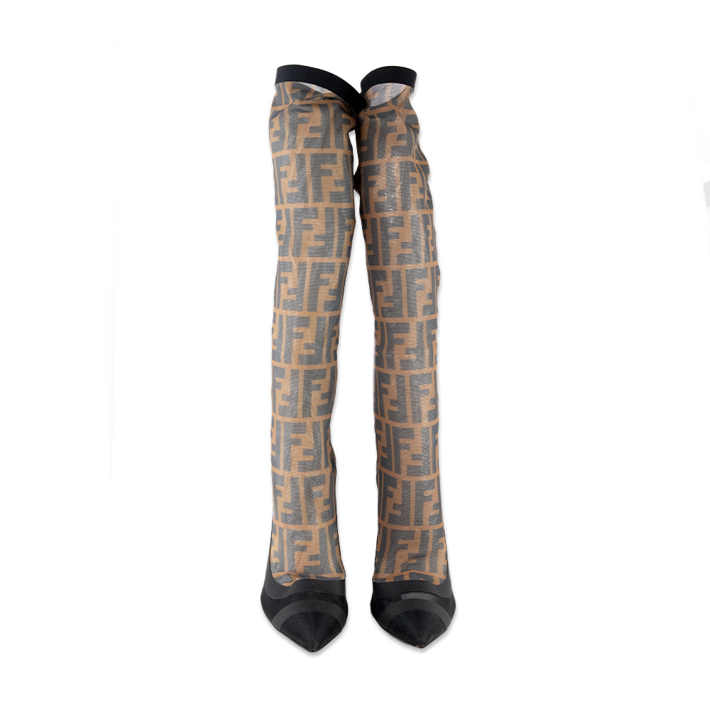 Fendi Zucca Mesh Colibri Knee High Boots