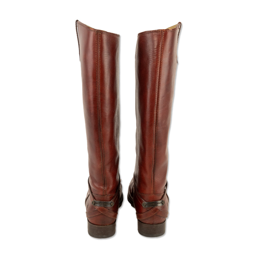 Frye Lindsay Plate Red Leather Knee-High Riding Boot