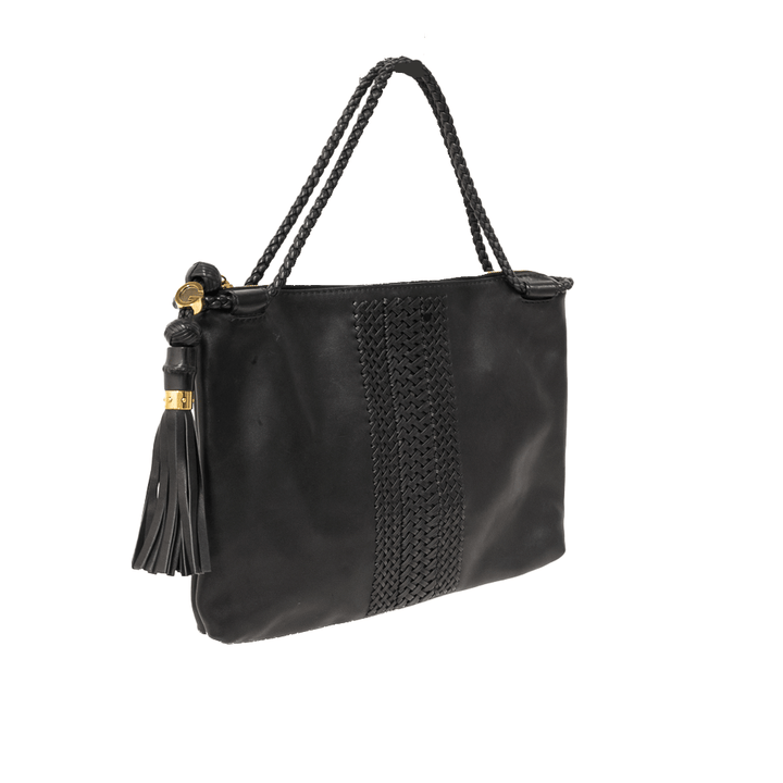 GUCCI BLACK WOVEN LEATHER TOTE