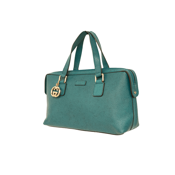 GUCCI BLUE LEATHER TOP HANDLE BAG