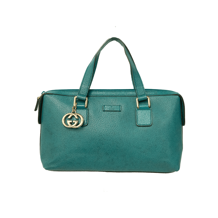 GUCCI BLUE LEATHER TOP HANDLE BAG