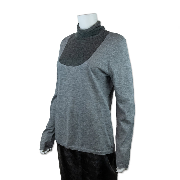 Gabriela Hearst Color Block Gray Turtleneck Sweater