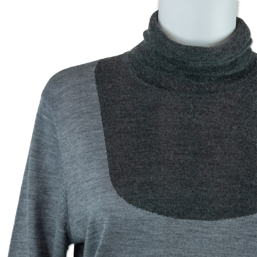 Gabriela Hearst Color Block Gray Turtleneck Sweater