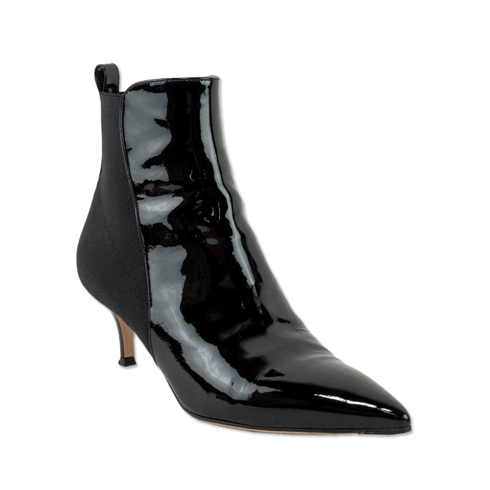 Gianvito Rossi Black Patent Leather Ankle Booties