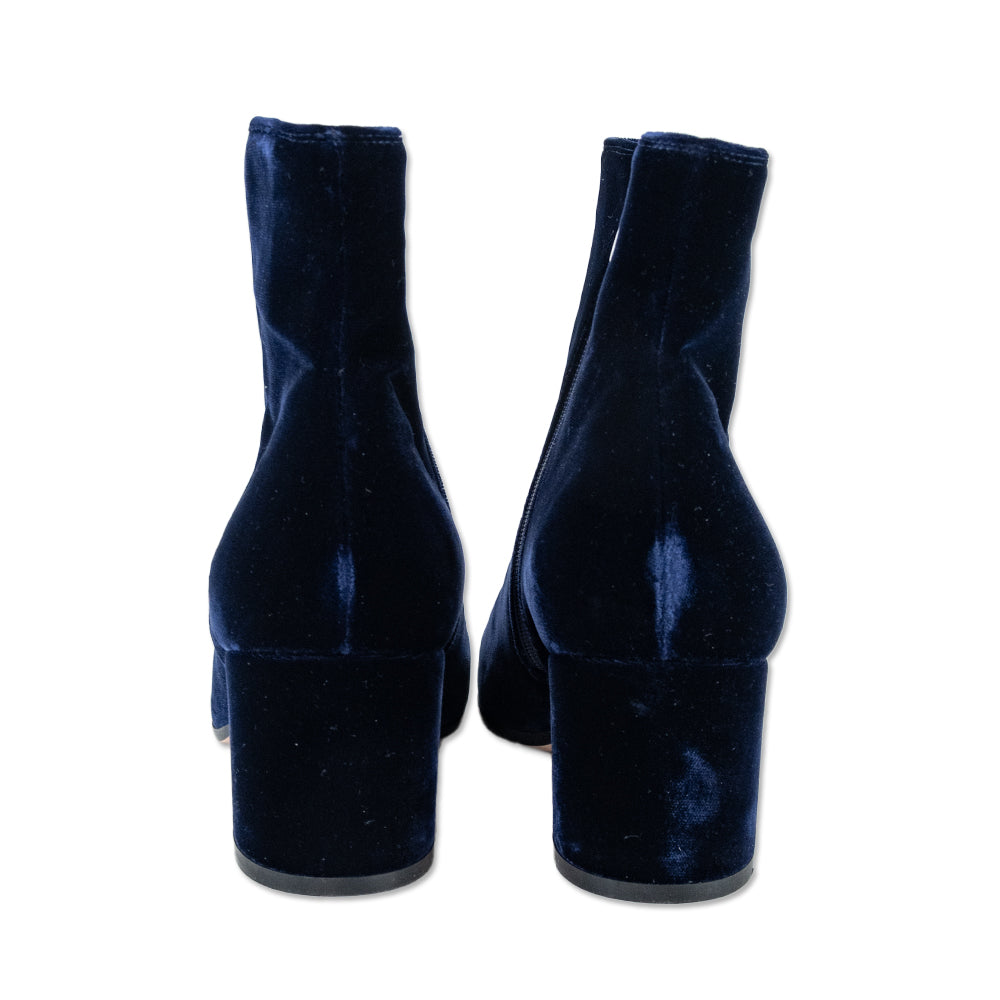 Gianvito Rossi Navy Velvet Ankle Boots