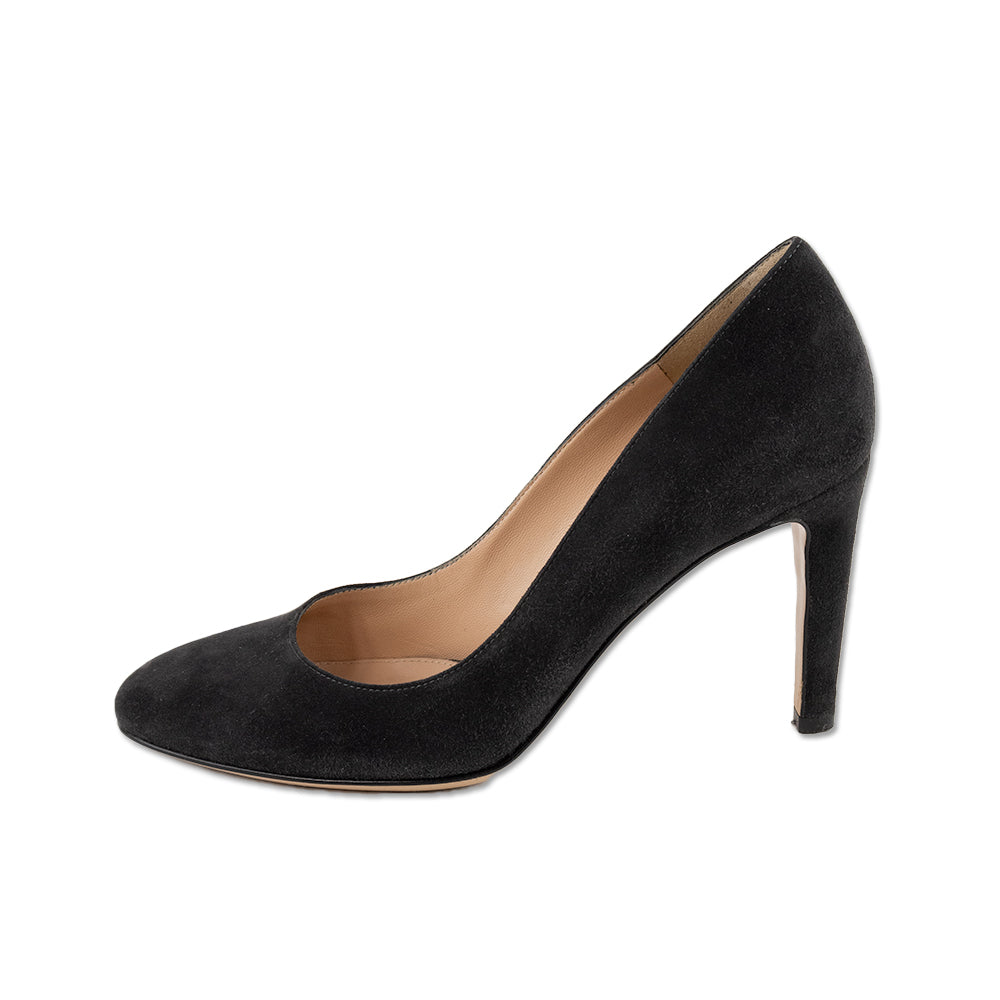 Gianvito Rossi Round Toe Black Suede Pump