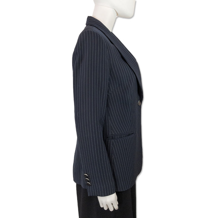 Giorgio Armani Navy Pinstripe Shawl Collar One-Button Blazer