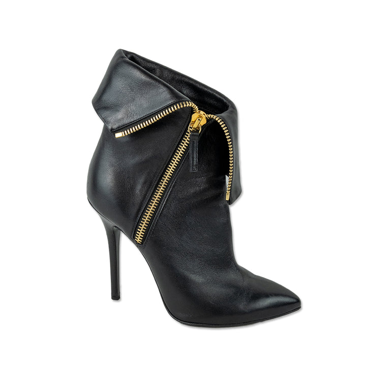 Giuseppe Zanotti Black Leather Fold Over Ankle Boots