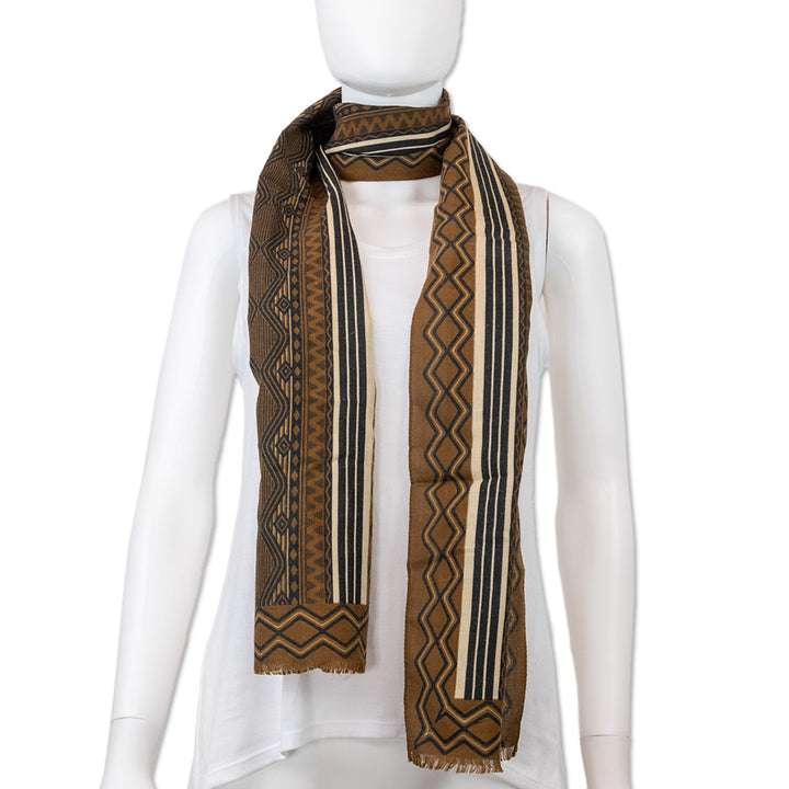 Givenchy Brown Acrylic Geometric Fringe Scarf