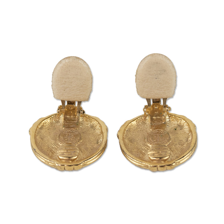 Givenchy Crystal Embellished Clip on Circle Earrings