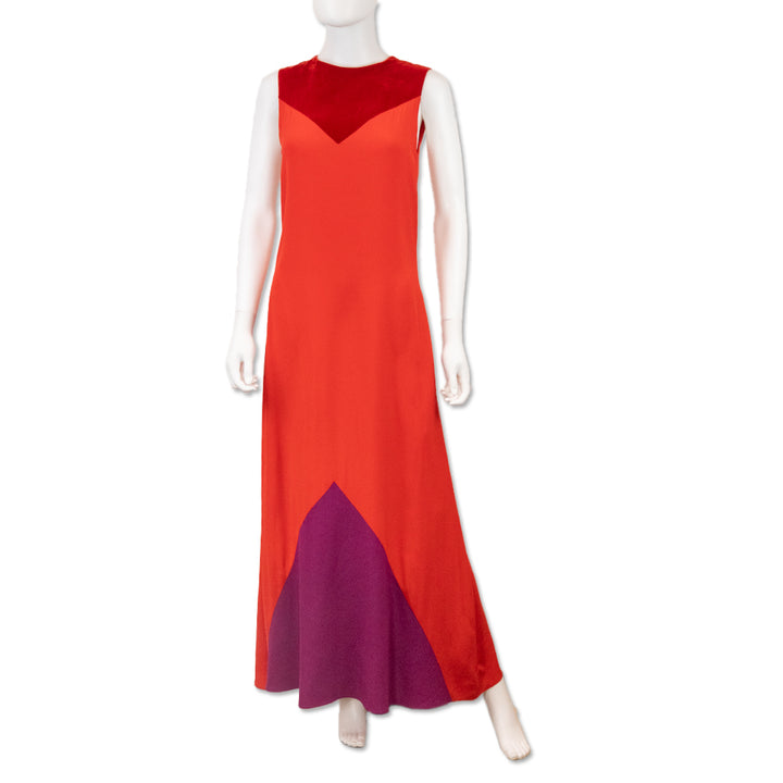 Givenchy Red Purple Color Block Sleeveless Maxi Dress