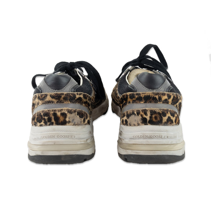 Golden Goose Cheetah and Silver Dad-Star Sneakers