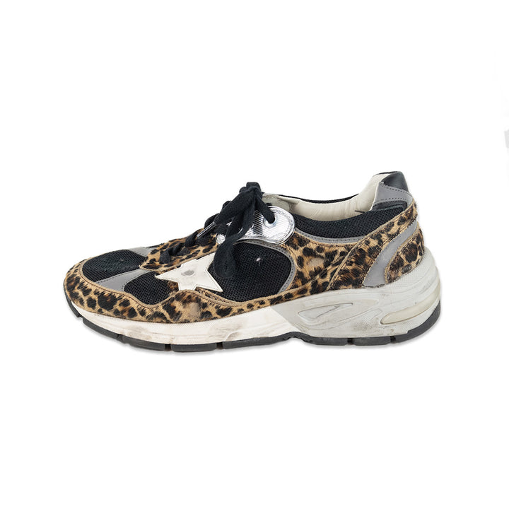 Golden Goose Cheetah and Silver Dad-Star Sneakers