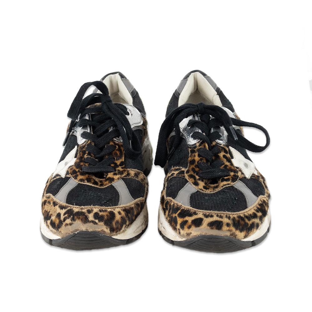 Golden Goose Cheetah and Silver Dad-Star Sneakers