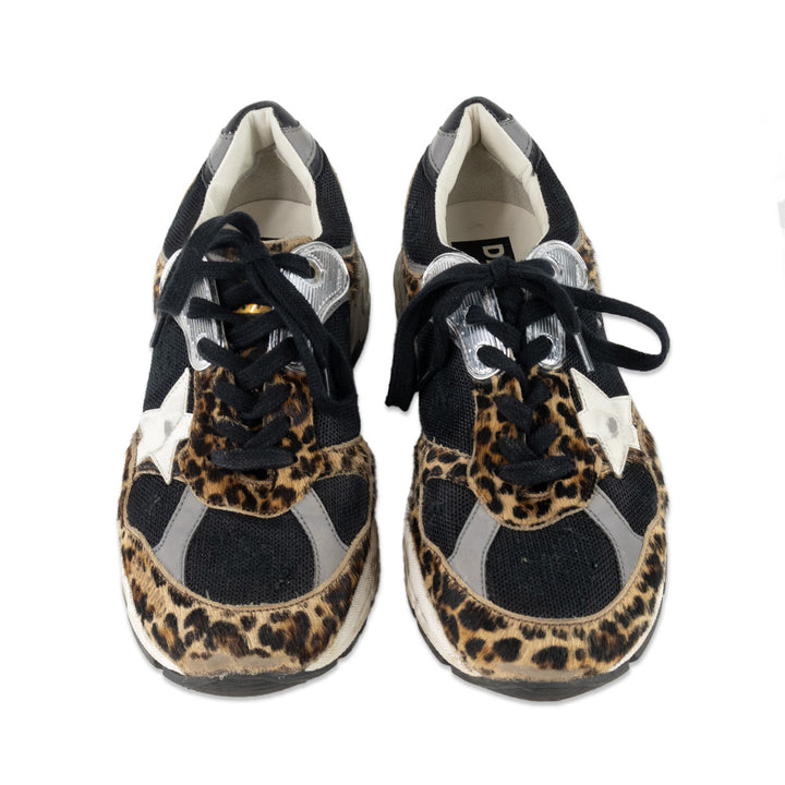 Golden Goose Cheetah and Silver Dad-Star Sneakers