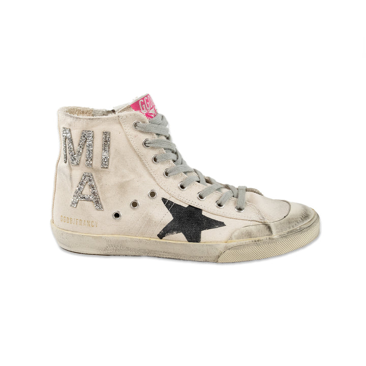 Golden Goose MIA White Glitter High Top Sneakers