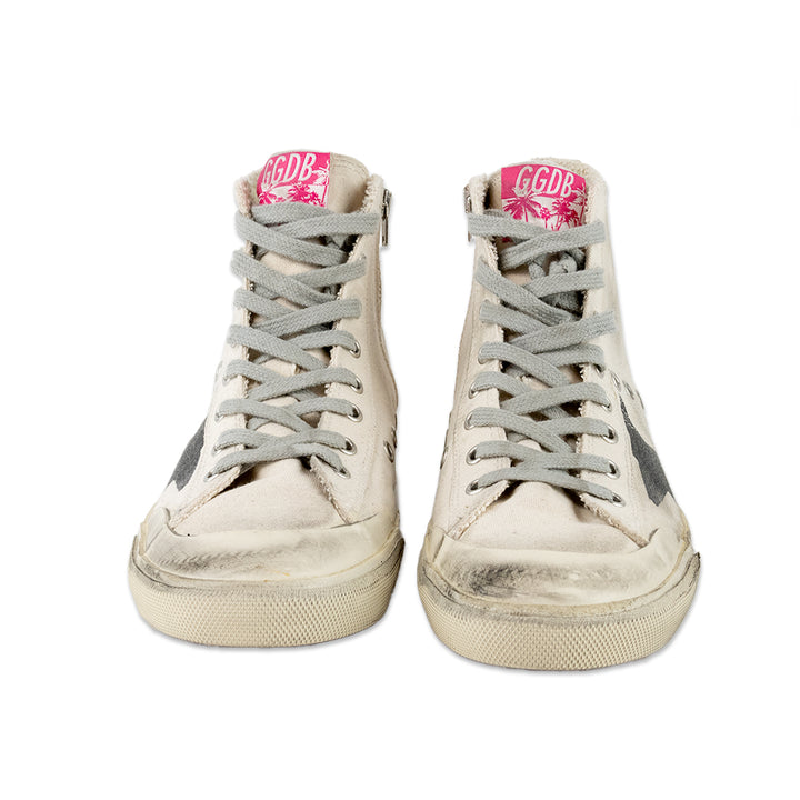 Golden Goose MIA White Glitter High Top Sneakers