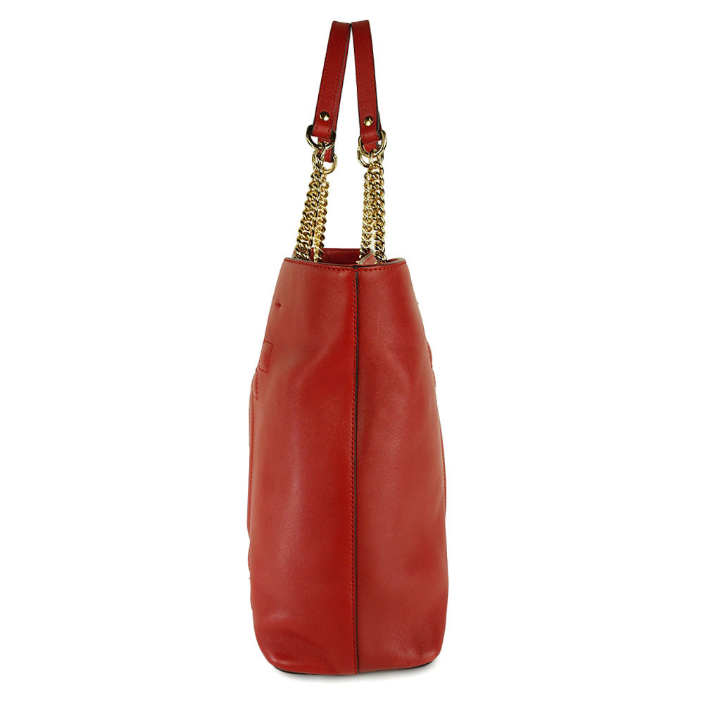 Gucci Apollo Red Leather GG Embossed Tote Bag