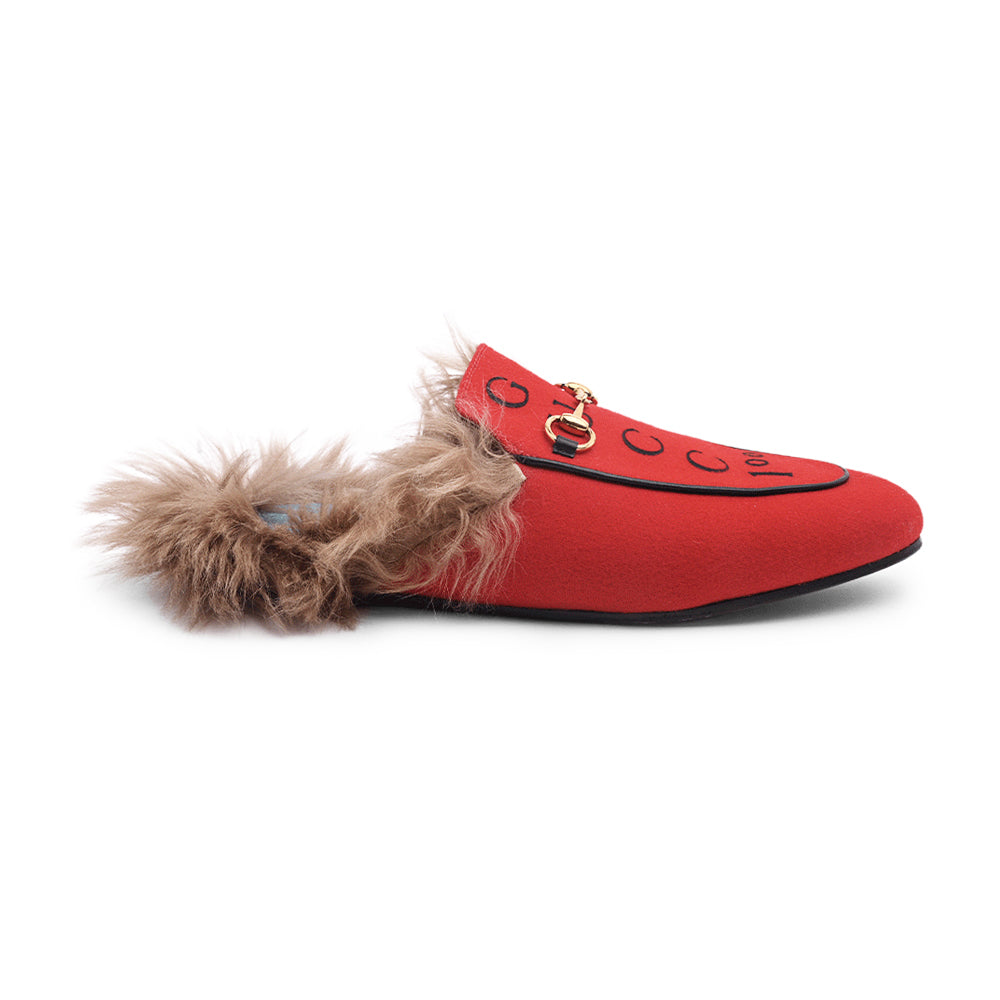 Gucci Aston Red Felt Gucci 100 Princetown Loafers