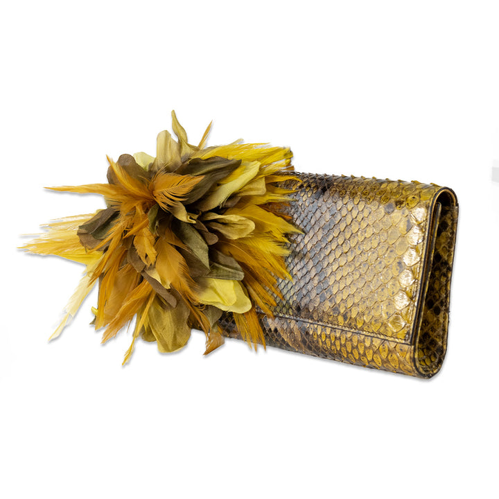 Gucci Angelica Clutch Python with Feathers