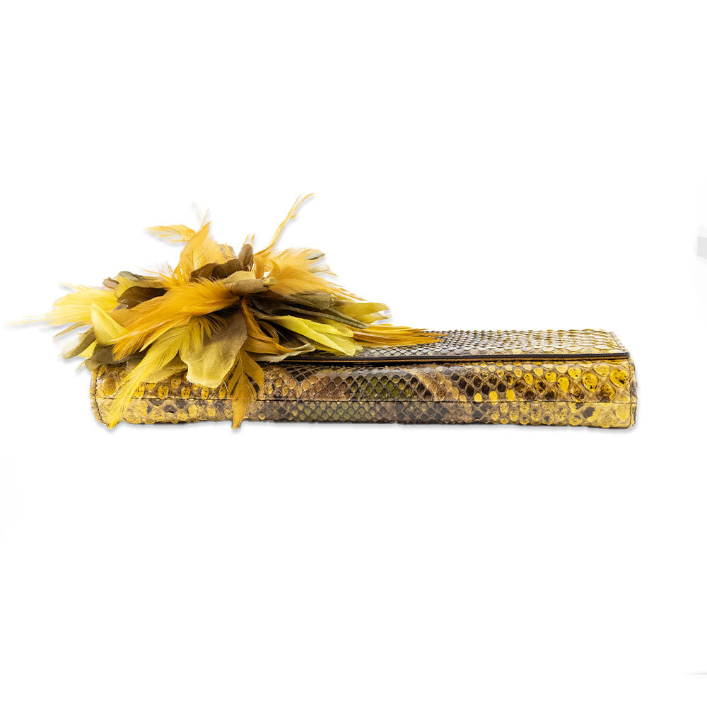 Gucci Angelica Clutch Python with Feathers