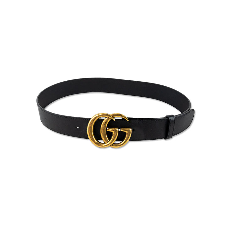 Gucci Black Leather Interlocking GG Belt