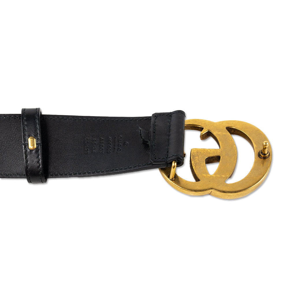 Gucci Black Leather Interlocking GG Belt